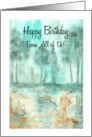 Happy Birthday From All, Abstract Landscape Art, Rustic Trees Painting card