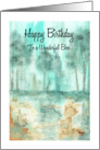 Happy Birthday to Boss, Abstract Landscape Art, Rustic Trees Painting card