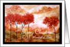 Merry Christmas to Boss, Abstract Landscape Art, Red Trees Painting card