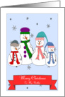Merry Christmas Brother, Snowman Family, Whimsical Primitive Art card