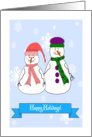 Happy Holidays General, Mister and Misses Snowman, Whimsical Art card