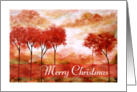 Merry Christmas General, Abstract Landscape Art, Red Trees Painting card