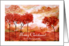 Merry Christmas to Dear Grandmother, Abstract Landscape Art, Red Trees card