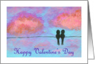 Happy Valentine’s Day General, Abstract Art Little Black Birds, Sunset card