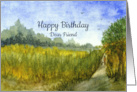 Happy Birthday Dear Friend Watercolor Landscape Nature card