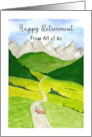 Happy Retirement From All of Us Landscape Art Watercolor Road Trip card