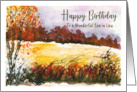 Happy Birthday Son in Law Autumn Fall Trees Meadow Landscape Painting card