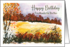 Happy Birthday Brother Autumn Fall Trees Meadow Landscape Painting card