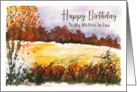 Happy Birthday Mother in Law Autumn Trees Meadow Landscape Painting card