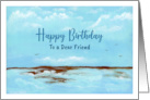 Happy Birthday Friend Seascape Ocean Beach Waves Landscape Painting card