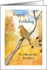 Happy Birthday Daughter Autumn Bird Branch Leaves Landscape Painting card