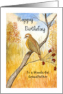 Happy Birthday Grandfather Autumn Bird Branch Fall Landscape Painting card