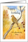 Happy Birthday Boss Autumn Bird Branch Fall Trees Landscape Painting card