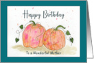 Happy Birthday Mother Pumpkin Patch Vine Fall Watercolor Painting card