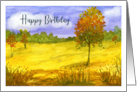 Happy Birthday General Autumn Fall Trees Clouds Landscape Art Painting card
