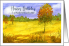 Happy Birthday Grandmother Autumn Fall Trees Clouds Landscape Painting card