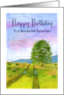 Happy Birthday Volunteer Clouds Sunrise Tree Field Landscape Painting card