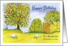 Happy Birthday Daughter in Law Autumn Meadow Sheep Landscape Painting card