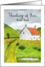 Thinking of You Dad Country Cottage Watercolor Art Landscape Painting card