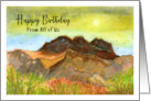 Happy Birthday From All Mountains Birds Clouds Sky Landscape Painting card