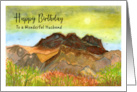 Happy Birthday Husband Mountains Birds Clouds Sky Landscape Painting card