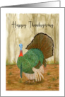 Happy Thanksgiving Turkey Wild Bird Trees Nature Illustration card