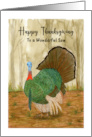 Happy Thanksgiving Son Turkey Wild Bird Trees Nature Illustration Art card