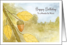 Happy Birthday Niece Acorn Leaves Autumn Sky Nature Landscape Art card