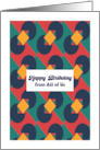 Happy Birthday From Group Retro Geometric Shapes Diamonds Pattern card