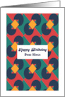 Happy Birthday Niece Retro Geometric Shapes Diamond Vintage Pattern card