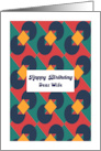 Happy Birthday Wife Retro Vintage Geometric Shapes Diamond Pattern card