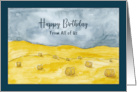 Happy Birthday From Group Harvest Fields Hay Countryside Farm Painting card