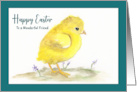 Happy Easter Friend Fluffy Yellow Chick Bird Baby Chicken Watercolor card