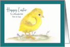 Happy Easter Son in Law Yellow Chick Bird Baby Chicken Fowl Watercolor card