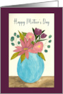 Happy Mother’s Day General Pink Flowers Floral Bouquet Vase Watercolor card