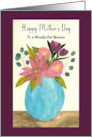Happy Mother’s Day For Her Flowers Floral Bouquet Vase Watercolor Art card