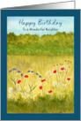 Happy Birthday Neighbor Landscape Poppy Wildflowers Meadow Watercolor card