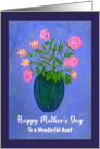 Happy Mother’s Day Aunt Pink Flowers Floral Botanical Vase Painting card
