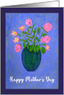 Happy Mother’s Day General Pink Flowers Floral Botanical Vase Painting card