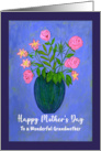 Happy Mother’s Day Grandmother Pink Flower Floral Botanical Painting card