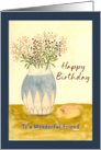Happy Birthday Friend Wildflowers Floral Botanical Vase Painting card