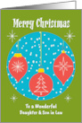 Merry Christmas Daughter and Son in Law Retro Hanging Ornaments Snow card