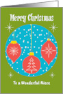 Merry Christmas Niece Retro Hanging Ornaments Snow Decorations card