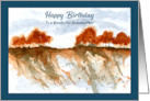 Happy Birthday Grandmother Red Trees Landscape Sky Hillside Painting card