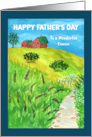 Happy Father’s Day Cousin Farmhouse Farm Creek Wildflowers Tree Art card