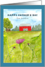 Happy Father’s Day Grandson Red Barn Thistle Flowers Birds Farm Art card