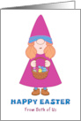 Happy Easter From Couple Easter Gnome Hat Basket Eggs Whimsical card