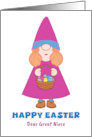 Happy Easter Great Niece Easter Gnome Hat Basket Eggs Whimsical Art card