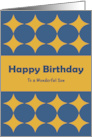 Happy Birthday Son Diamonds Geometric Shapes Blue Gold Pattern card
