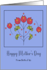 Happy Mother’s Day From Couple Red Flowers Floral Botanical Folk Art card